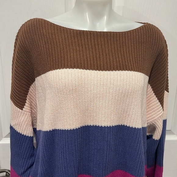 French Connection multicolor striped cotton sweater size large - Picture 3 of 7